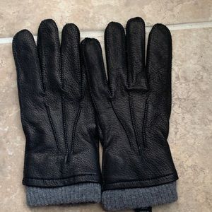 Men Black Genuine Leather Gloves
